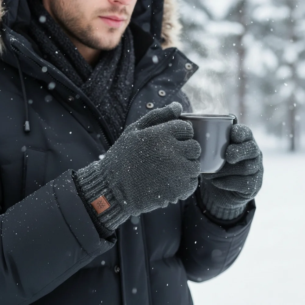 Insulated Touchscreen Plush Sherpa Lined Knit Gloves Winter Outdoor Men Women
